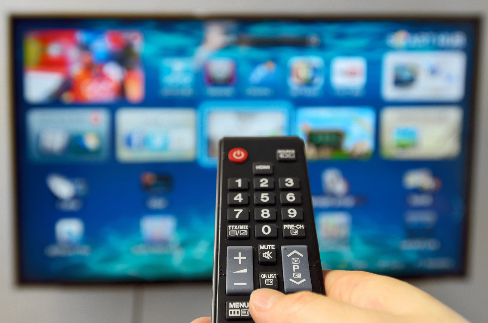 Smart TV screen with a lot of space for video ads